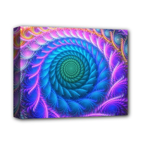 Peacock Feather Fractal Deluxe Canvas 14  X 11  (stretched) by Wav3s