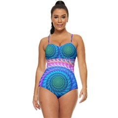 Peacock Feather Fractal Retro Full Coverage Swimsuit by Wav3s