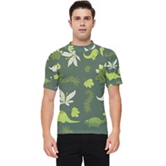 Cute Dinosaur Pattern Men s Short Sleeve Rash Guard by Wav3s