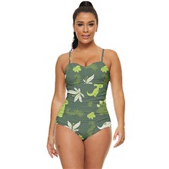 Cute Dinosaur Pattern Retro Full Coverage Swimsuit by Wav3s