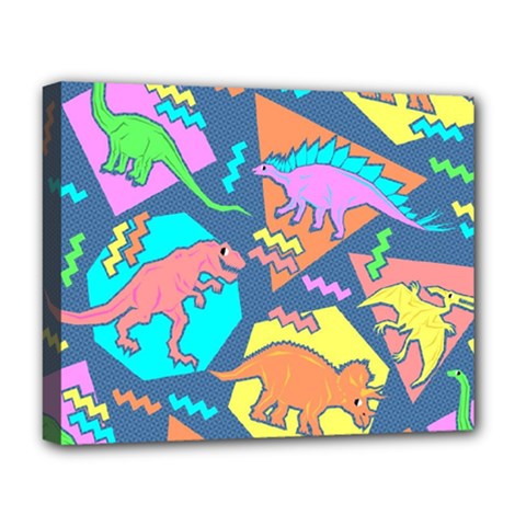 Dinosaur Pattern Deluxe Canvas 20  X 16  (stretched) by Wav3s