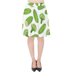 Vegetable Pattern With Composition Broccoli Velvet High Waist Skirt by Grandong