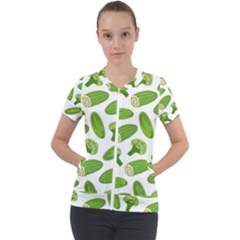 Vegetable Pattern With Composition Broccoli Short Sleeve Zip Up Jacket by Grandong