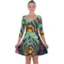 Monkey Tiger Bird Parrot Forest Jungle Style Quarter Sleeve Skater Dress View1