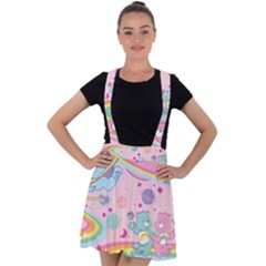 Bears Kawaii Pattern Velvet Suspender Skater Skirt by Cowasu