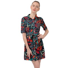 Japanese Graffiti Belted Shirt Dress by Cowasu