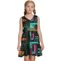 Video Game Pixel Art Kids  Sleeveless Tiered Mini Dress by Cowasu