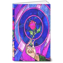 Stained Glass Rose 8  X 10  Softcover Notebook by Cowasu