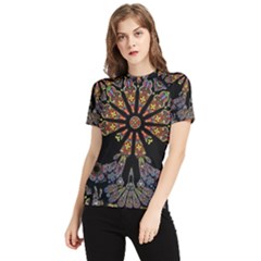 Skull Death Mosaic Artwork Stained Glass Women s Short Sleeve Rash Guard by Cowasu