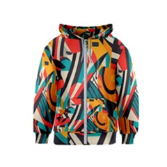 Colorful Abstract Kids  Zipper Hoodie by Jack14