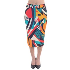 Colorful Abstract Velvet Midi Pencil Skirt by Jack14