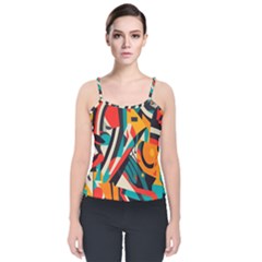 Colorful Abstract Velvet Spaghetti Strap Top by Jack14