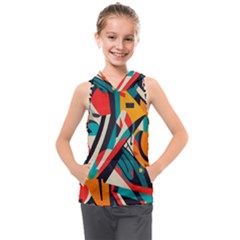 Colorful Abstract Kids  Sleeveless Hoodie by Jack14