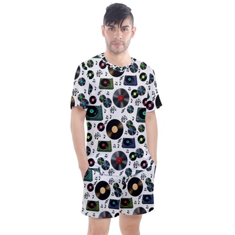 Records Vinyl Seamless Background Men s Mesh Tee And Shorts Set by Bangk1t