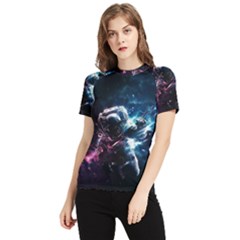 Psychedelic Astronaut Trippy Space Art Women s Short Sleeve Rash Guard by Bangk1t