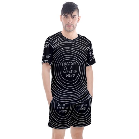 Psychedelic Art Freedom Is A State Of Mind Trippy Quotes Men s Mesh Tee And Shorts Set by Bangk1t