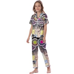 Vintage Trippy Aesthetic Psychedelic 70s Aesthetic Kids  Satin Short Sleeve Pajamas Set by Bangk1t