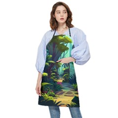 Rainforest Jungle Cartoon Animation Background Pocket Apron by Ndabl3x