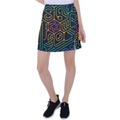 Circuit Hexagonal Geometric Pattern Background Pattern Tennis Skirt by Ndabl3x