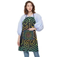 Circuit Hexagonal Geometric Pattern Background Pattern Pocket Apron by Ndabl3x