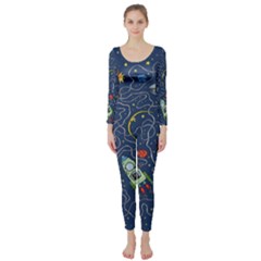 Cat Cosmos Cosmonaut Rocket Long Sleeve Catsuit by Cowasu