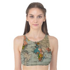 Vintage World Map Tank Bikini Top by Cowasu