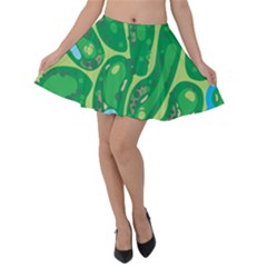 Golf Course Par Golf Course Green Velvet Skater Skirt by Cowasu