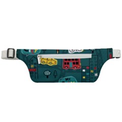 Seamless Pattern With Vehicles Building Road Active Waist Bag by Cowasu