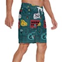 Seamless Pattern With Vehicles Building Road Men s Beach Shorts View3