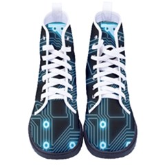 A Completely Seamless Background Design Circuitry Men s High-top Canvas Sneakers by Amaryn4rt