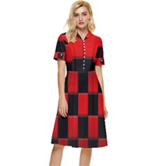 Black And Red Backgrounds- Button Top Knee Length Dress by Amaryn4rt