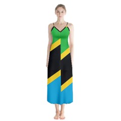 Flag Of Tanzania Button Up Chiffon Maxi Dress by Amaryn4rt