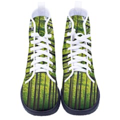 Green Forest Jungle Trees Nature Sunny Men s High-top Canvas Sneakers by Ravend