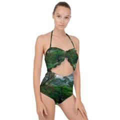 Jungle Forreast Landscape Nature Scallop Top Cut Out Swimsuit by Ravend