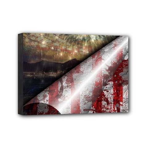 Independence Day Background Abstract Grunge American Flag Mini Canvas 7  X 5  (stretched) by Ravend