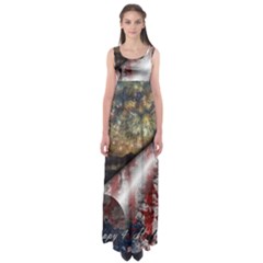 Independence Day Background Abstract Grunge American Flag Empire Waist Maxi Dress by Ravend