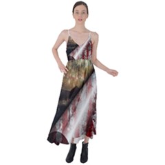 Independence Day Background Abstract Grunge American Flag Tie Back Maxi Dress by Ravend