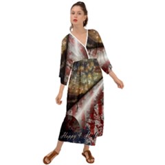 Independence Day Background Abstract Grunge American Flag Grecian Style  Maxi Dress by Ravend