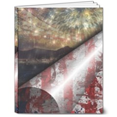 Independence Day Background Abstract Grunge American Flag 8  X 10  Hardcover Notebook by Ravend