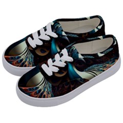 Colorful Peacock Bird Feathers Kids  Classic Low Top Sneakers by Vaneshop