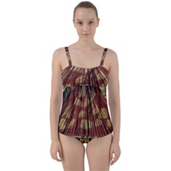 Acrylic Abstract Art Design  Twist Front Tankini Set by Rbudhiya