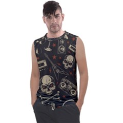 Grunge Seamless Pattern With Skulls Men s Regular Tank Top by Amaryn4rt