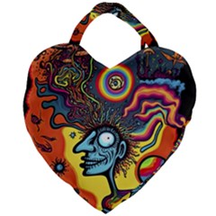 Hippie Rainbow Psychedelic Colorful Giant Heart Shaped Tote by uniart180623