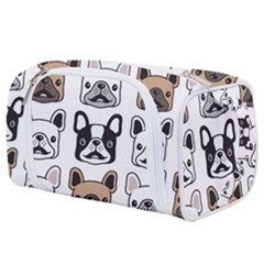 Dog-french-bulldog-seamless-pattern-face-head Toiletries Pouch by uniart180623