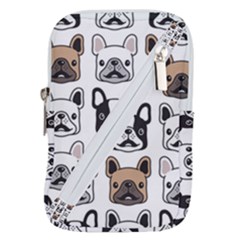 Dog-french-bulldog-seamless-pattern-face-head Belt Pouch Bag (large) by uniart180623