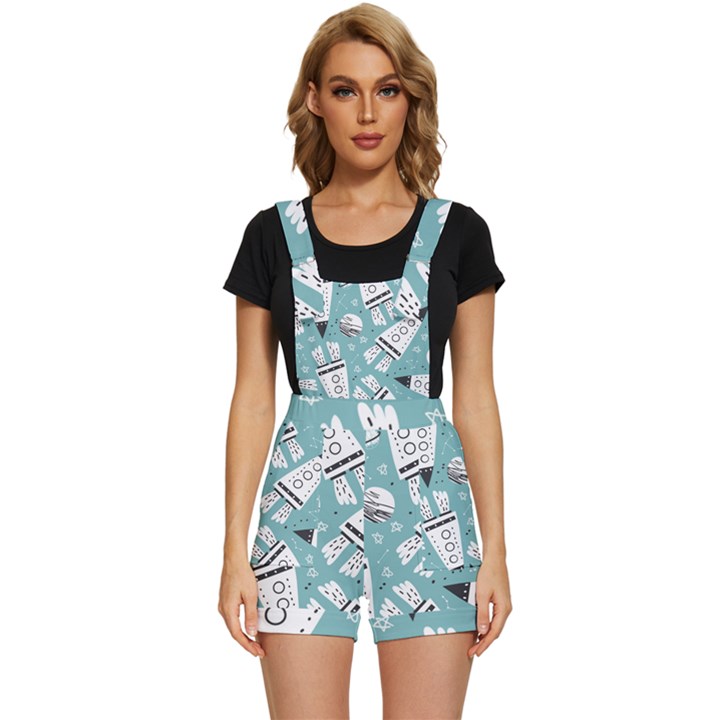 Cute-seamless-pattern-with-rocket-planets-stars Short Overalls