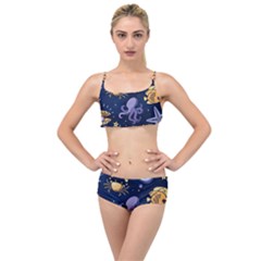 Marine-seamless-pattern-thin-line-memphis-style Layered Top Bikini Set by uniart180623