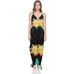 Seamless-pattern-with-sun-moon-children Sleeveless Tie Ankle Chiffon Jumpsuit by uniart180623