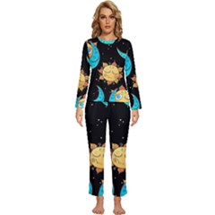 Seamless-pattern-with-sun-moon-children Womens  Long Sleeve Lightweight Pajamas Set by uniart180623