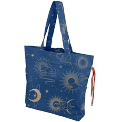 Seamless-galaxy-pattern Drawstring Tote Bag by uniart180623